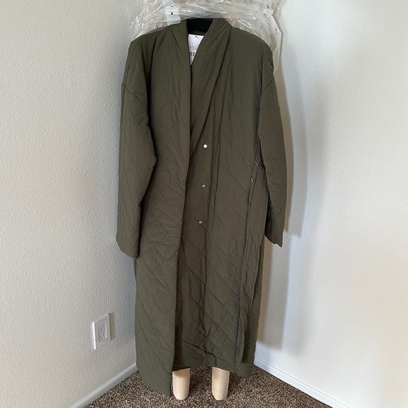 Mango Oversize Quilted Coat Khaki - Picture 9 of 12